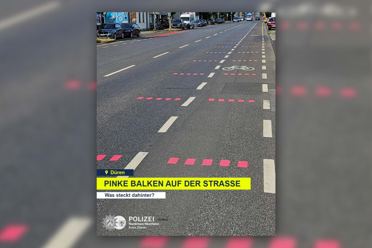 Pinke Balken für mehr Sicherheit: Polizei prüft Überholabstand zu Radfahrenden